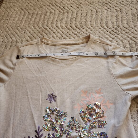 ❄️ Wonder Nation Girls Sequin Snowflake Long Sleeve Top – Size LG (10–12) - Picture 11 of 13